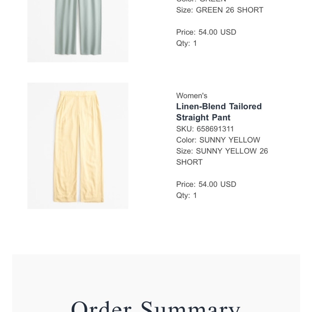 Abercrombie Yellow Linen-Blend Tailored Straight Pants